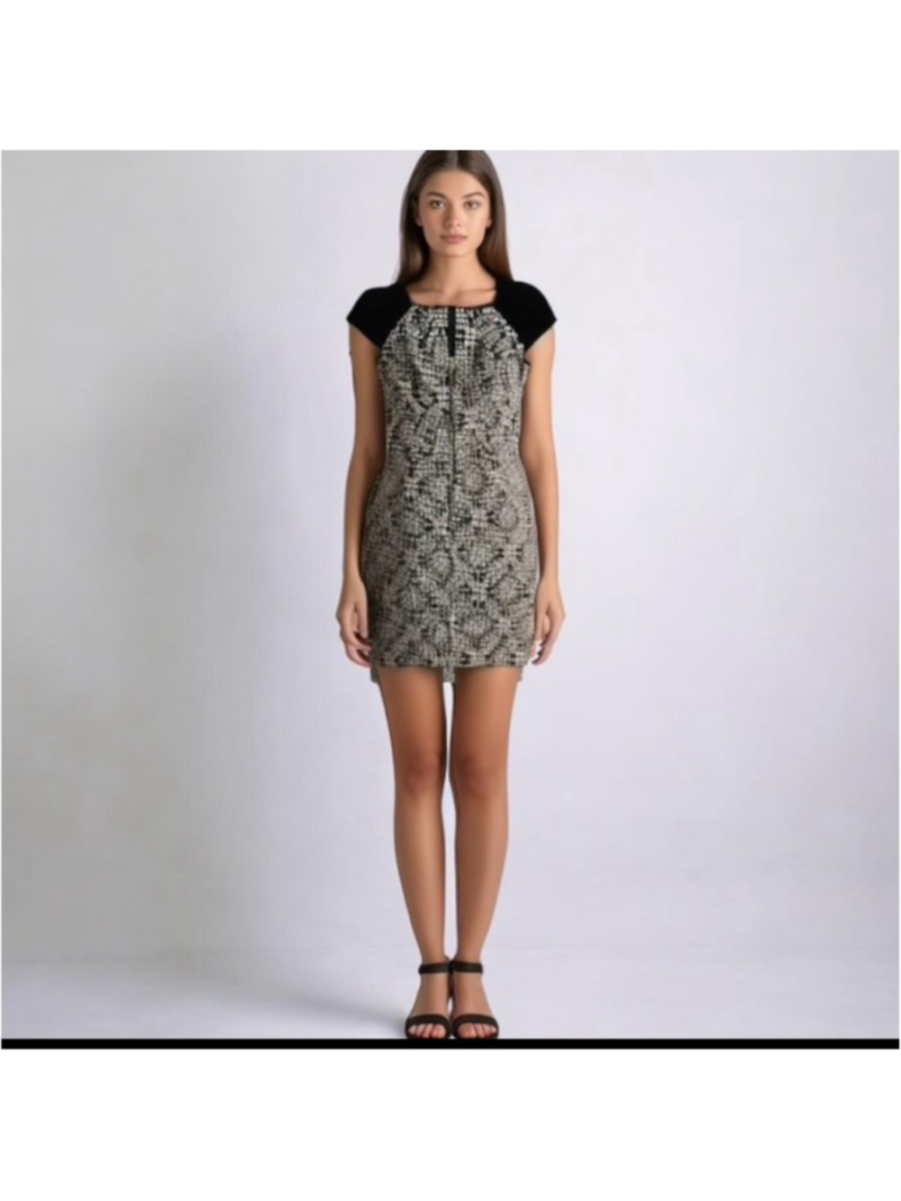 Adrianna Papell Mixed Media Midi Dress Size 10